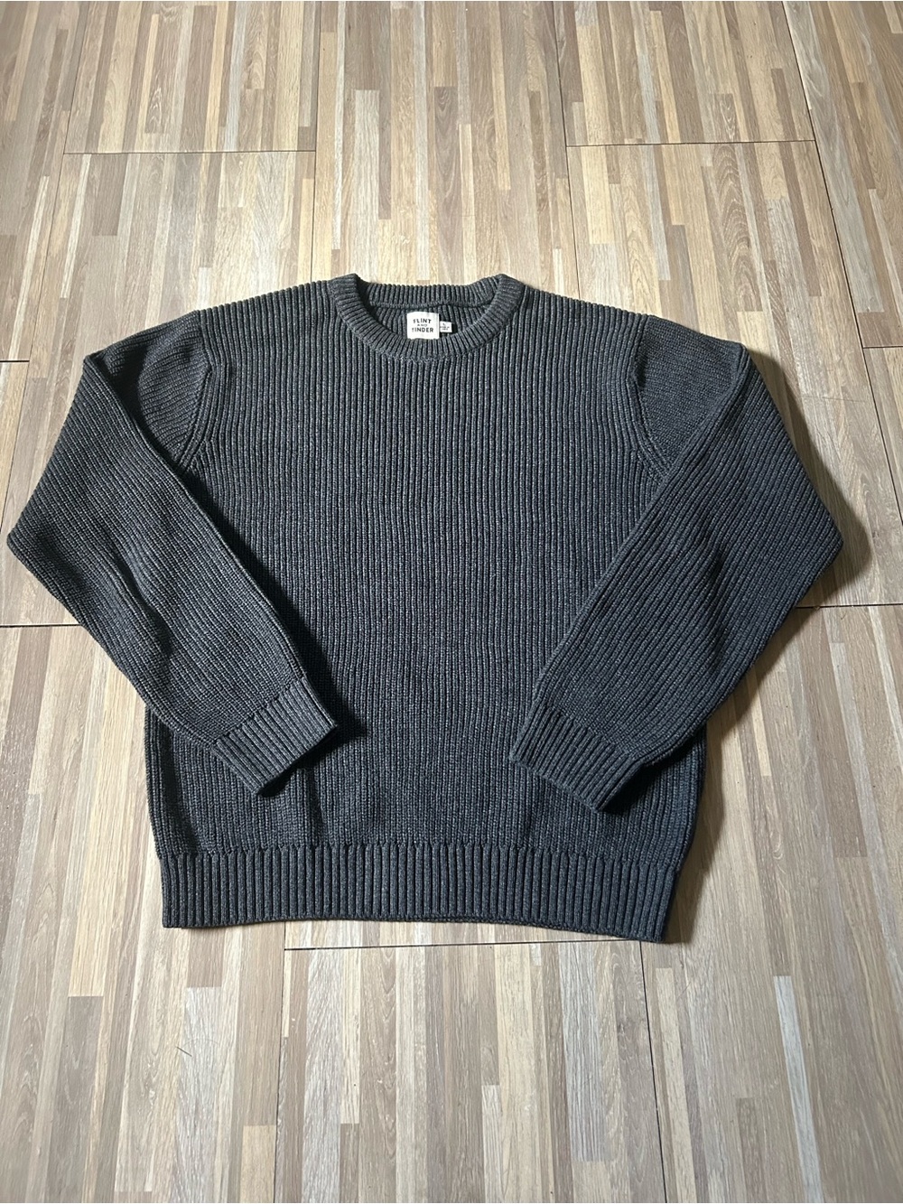 Flint and Tinder Bolinas Crewneck Sweater Charcoal Gray Sz Large Recycled